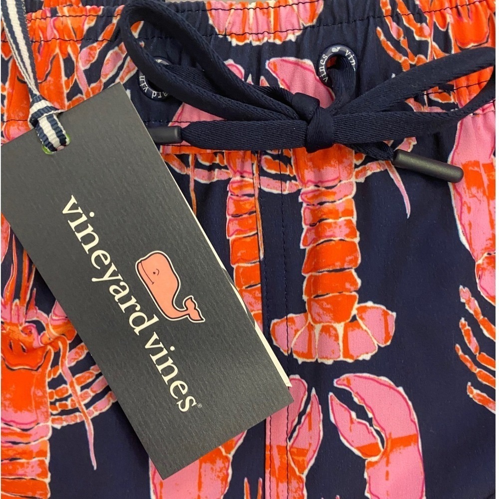 Vineyard Vines Men's Printed Chappy Trunks Lobster Navy 7"- S NWT - Picture 8 of 13